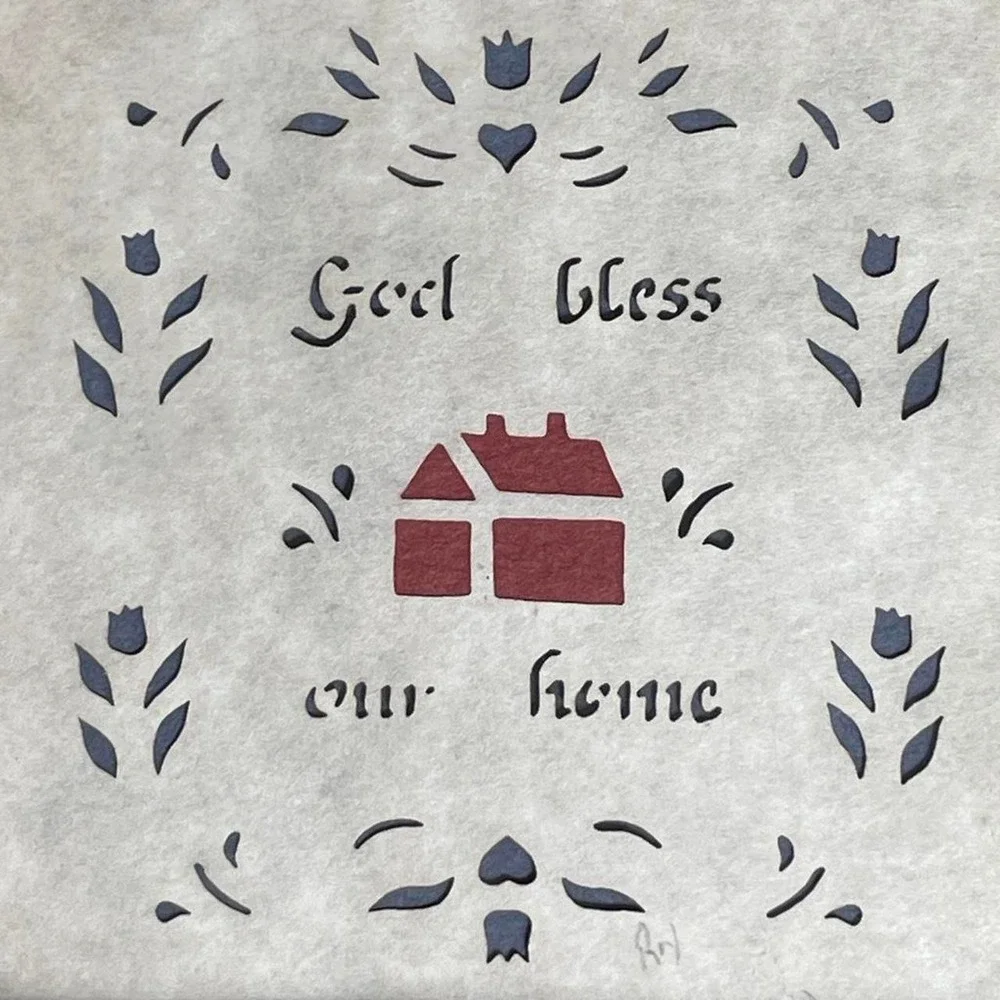 Vintage Cottagecore Framed Art God Bless Our Home Scherenschnitte Scissor Cuts